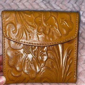 Patricia Nash Floral Embossed Leather Wallet in Tan